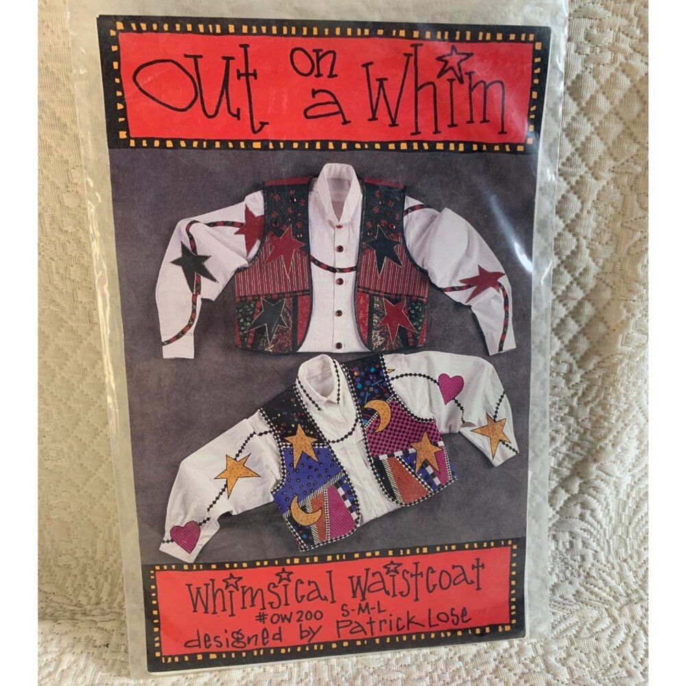 Whimsical Waistcoat Pattern by Patrick Lose Size Small Medium Large - Uncut